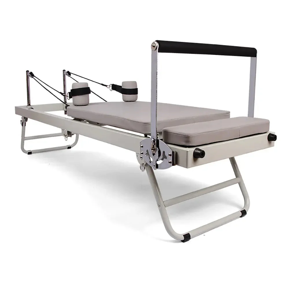 FLEXIO Multi-purpose Foldable Steel Frame Pilates Reformer Pilates Tables - Beige Home Gym - Image 12