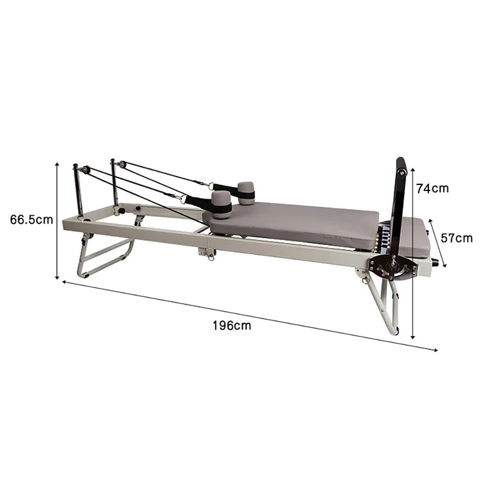 FLEXIO Multi-purpose Foldable Steel Frame Pilates Reformer Pilates Tables - Beige Home Gym - Image 13