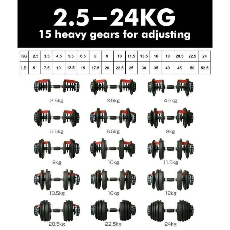 FITPRO 24kg/24kgx2 Adjustable Dumbbell Exercise Equipment Weight Fitness Home Gym Smith Machine - Image 8