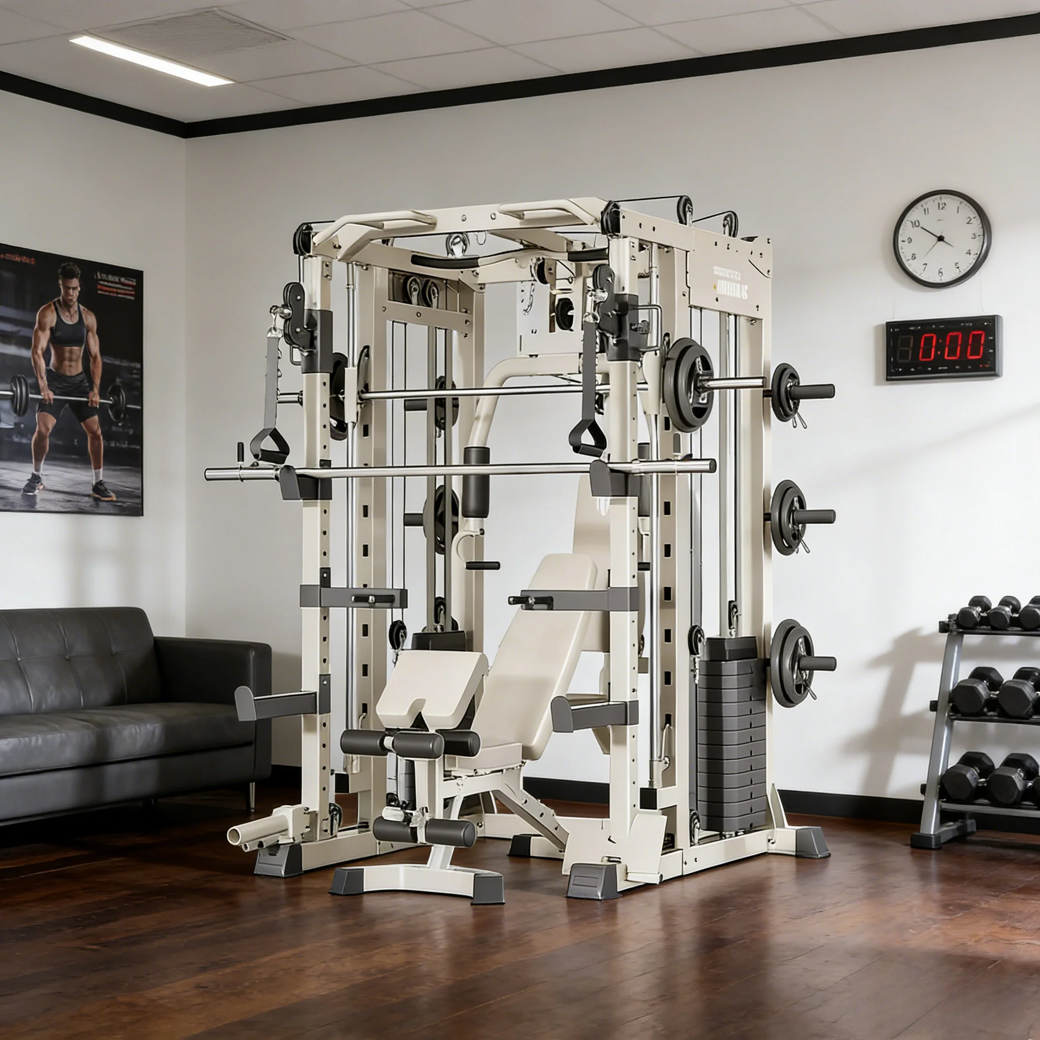 MERIDIAN B6 Multi Function Power Rack Squat Cage Weight Train Equipment Smith Butterfly Machine Home Gym Smith Machine - Image 3