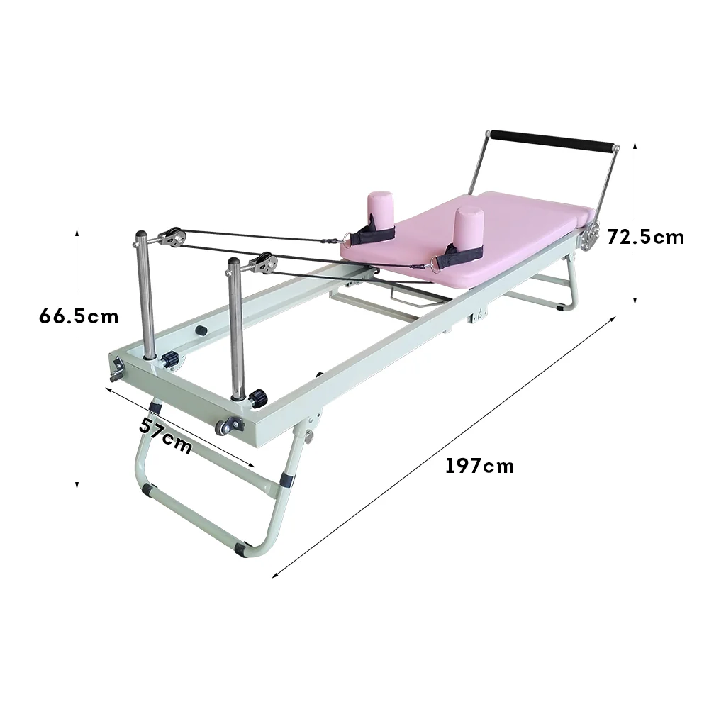 FLEXIO Multi-purpose Foldable Steel Frame Pilates Reformer Pilates Tables-Pink Home Gym - Image 11