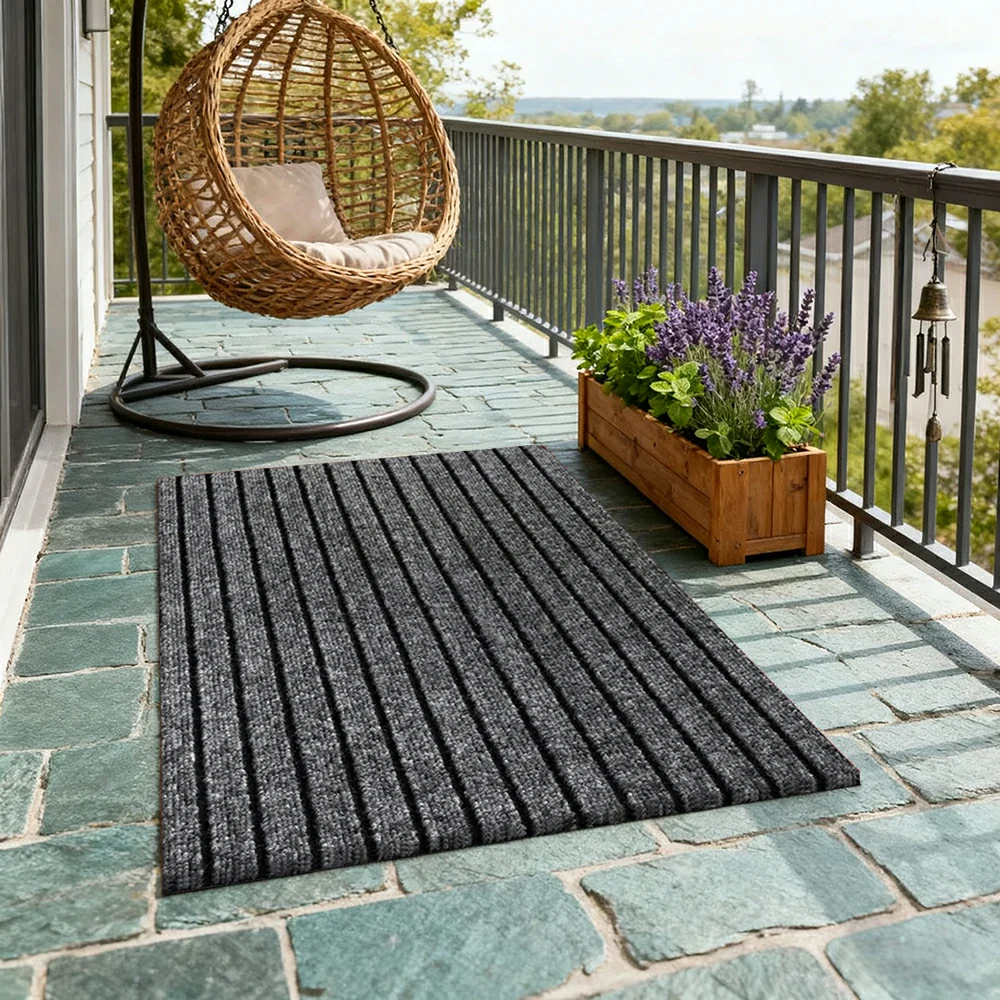 FITPRO Heavy-Duty Anti-Slip Absorbent Floor Mat 90/120/200cm - PP Soft Pile, TPE Odour-Free Backing, Dirt-Trapping Design - Grey - Image 2