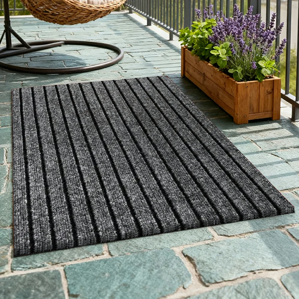 FITPRO Heavy-Duty Anti-Slip Absorbent Floor Mat 90/120/200cm - PP Soft Pile, TPE Odour-Free Backing, Dirt-Trapping Design - Grey - Image 3