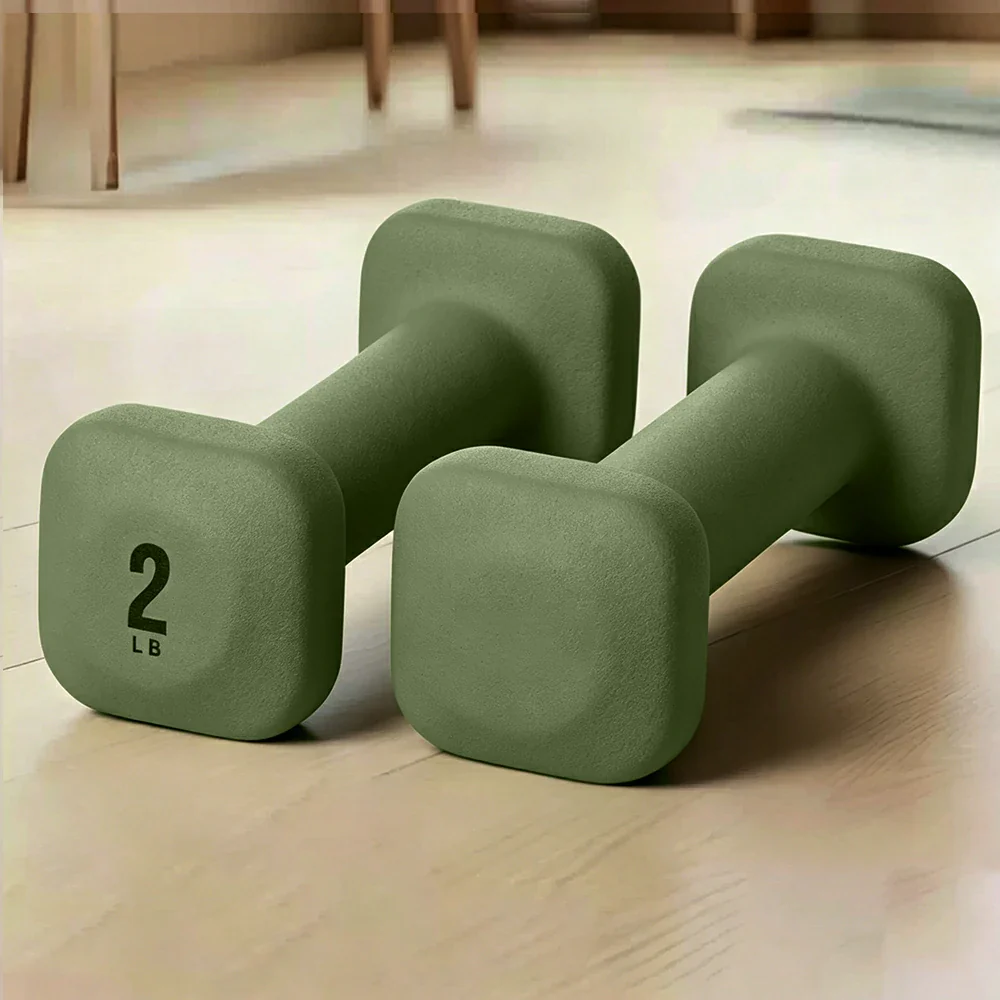 FITPRO Dumbbell Rack Set with 4 Pairs of Dumbbells and Vertical Storage for Small-Space Home Fitness - Beige&Green - Image 4