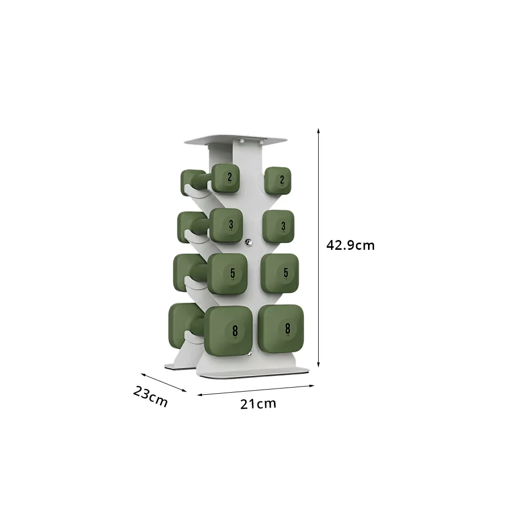 FITPRO Dumbbell Rack Set with 4 Pairs of Dumbbells and Vertical Storage for Small-Space Home Fitness - Beige&Green - Image 6