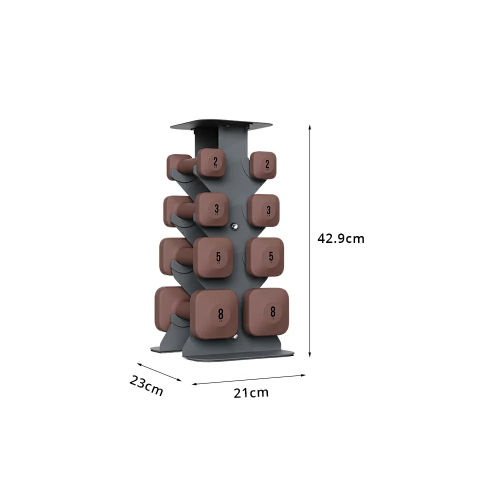 FITPRO Dumbbell Rack Set with 4 Pairs of Dumbbells and Vertical Storage for Small-Space Home Fitness - Grey&Red - Image 6
