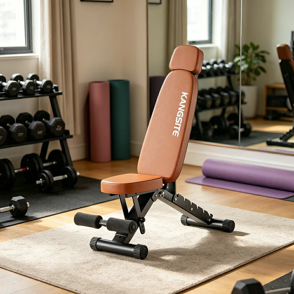 FITPRO Foldable Weight Bench No Assembly 500kg Capacity Adjustable Multi Function Home Gym Training - Brown - Image 5