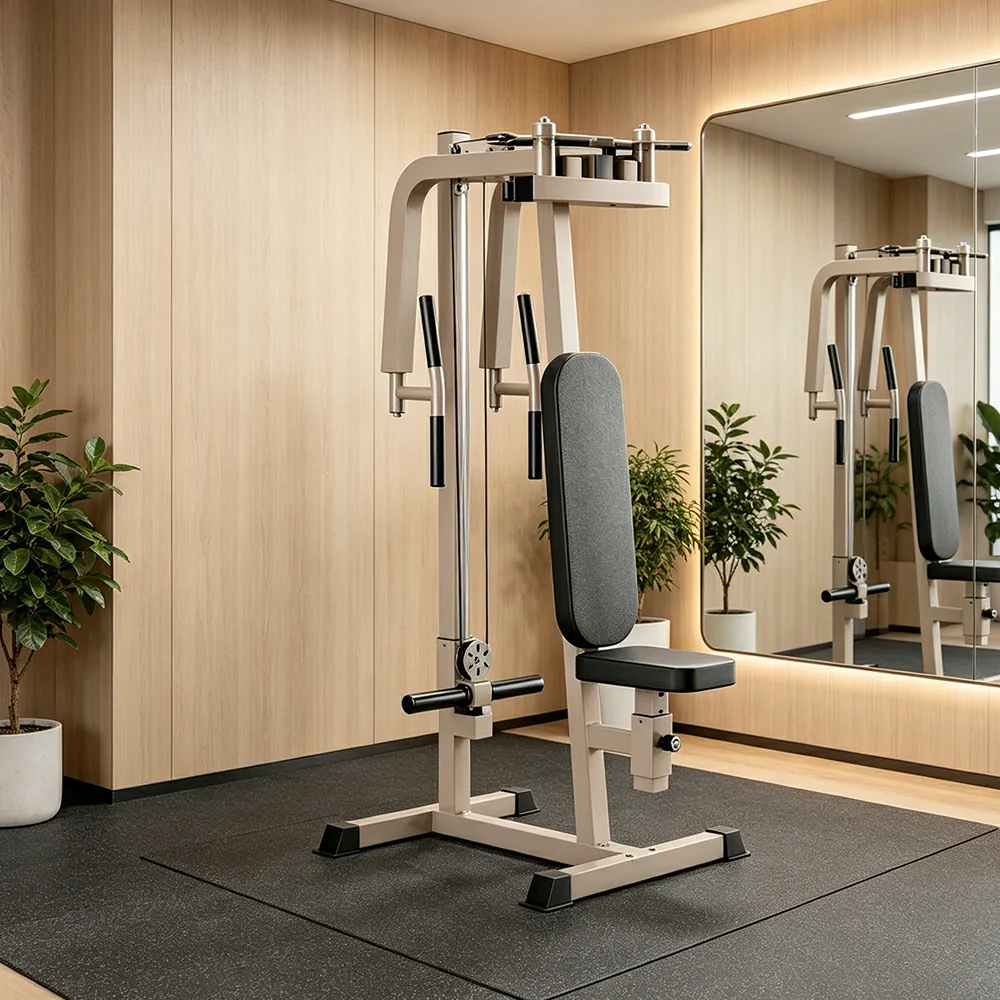 FITPRO Reverse Fly Butterfly Machine Plate Loaded Chest & Shoulder Trainer Adjustable Multi-Grip Home Gym - Coffee - Image 2