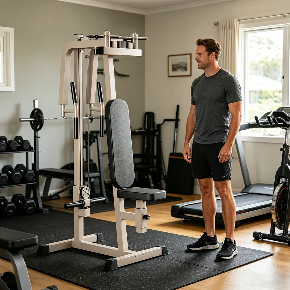FITPRO Reverse Fly Butterfly Machine Plate Loaded Chest & Shoulder Trainer Adjustable Multi-Grip Home Gym - Coffee - Image 7