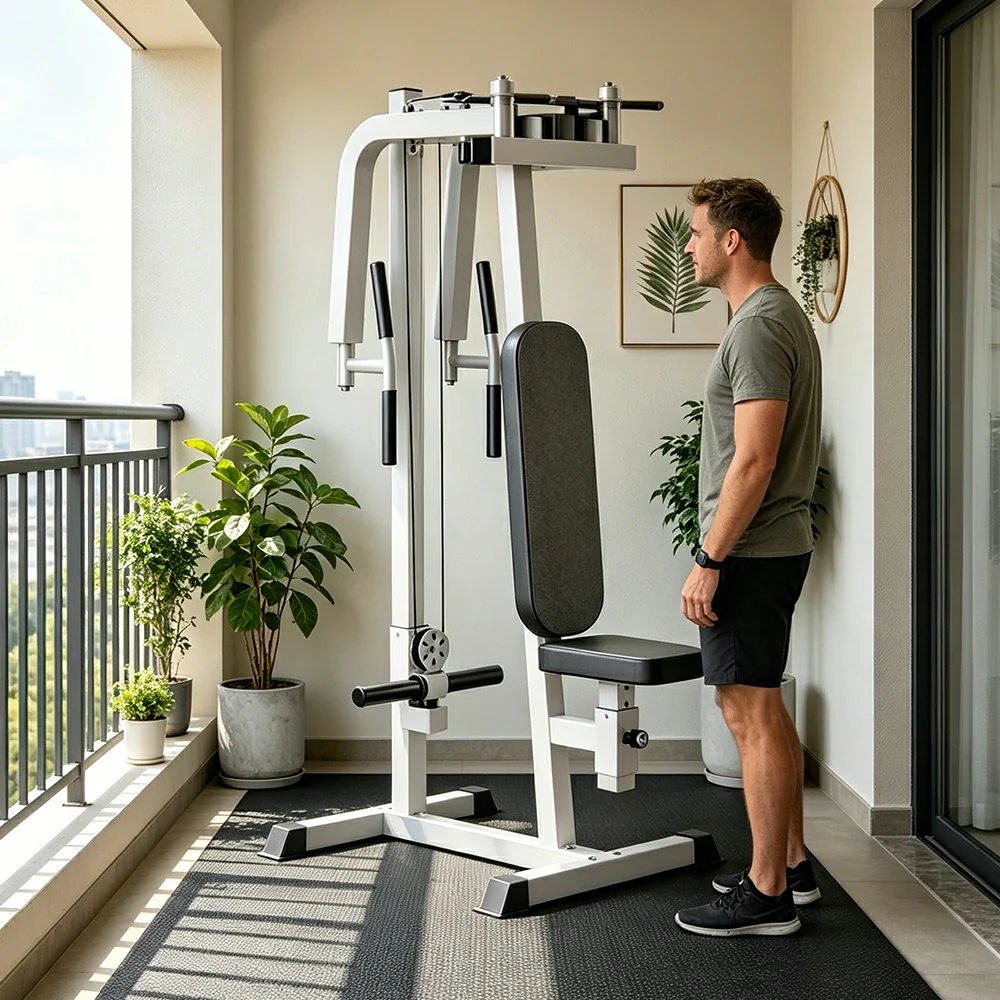 FITPRO Reverse Fly Butterfly Machine Plate Loaded Chest & Shoulder Trainer Adjustable Multi-Grip Home Gym - Silver - Image 7