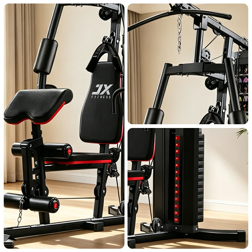 FITPRO Home Gym Multi-Functional Trainer 63KG Adjustable Weight Stack Full Body Workout Bedroom & Home Gym - Red - Image 3