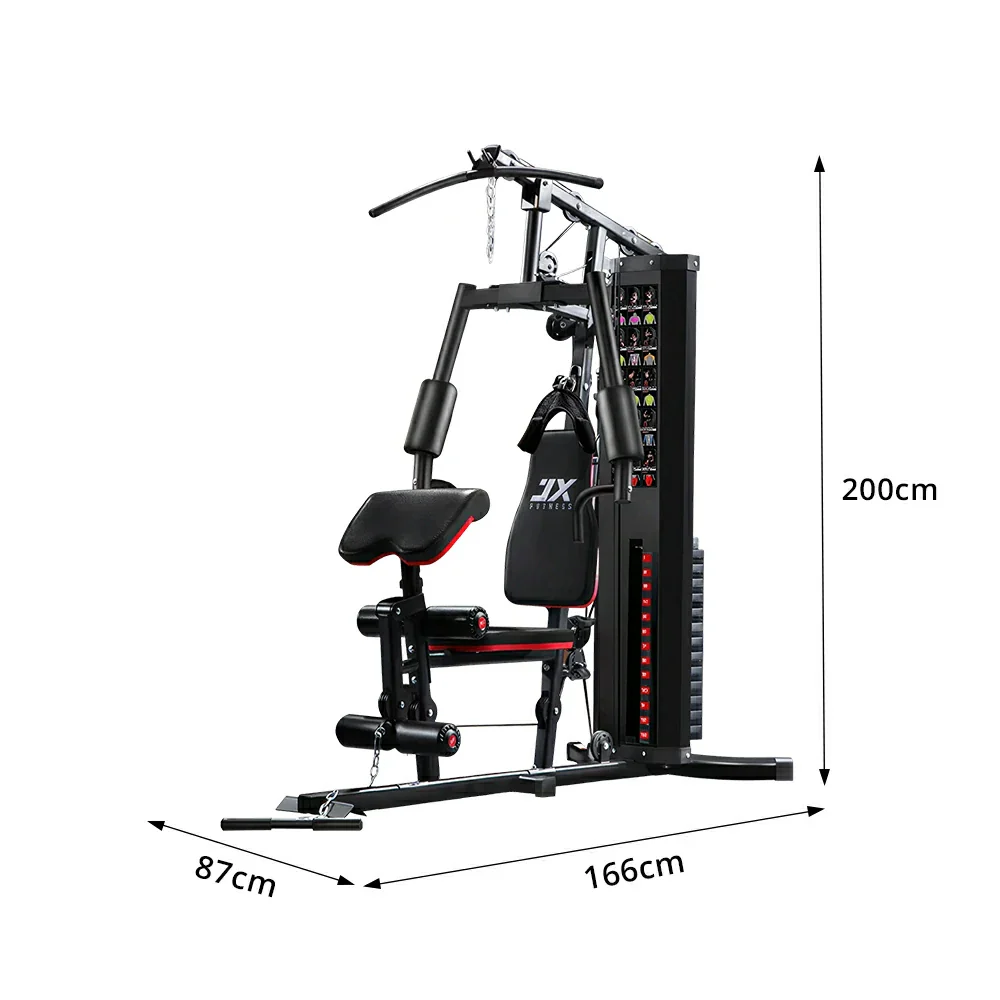 FITPRO Home Gym Multi-Functional Trainer 63KG Adjustable Weight Stack Full Body Workout Bedroom & Home Gym - Red - Image 8