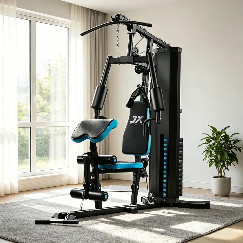 FITPRO Home Gym Multi-Functional Trainer 63KG Adjustable Weight Stack Full Body Workout Bedroom & Home Gym - Blue - Image 4