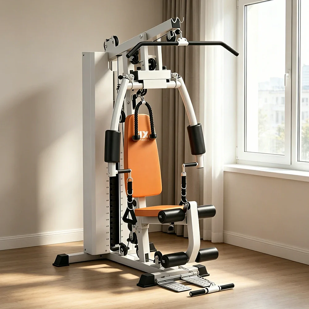 FITPRO Multi-Functional Home Gym Trainer 68KG Adjustable Weight Stack Full Body Strength Workout Small Spaces - Beige - Image 2