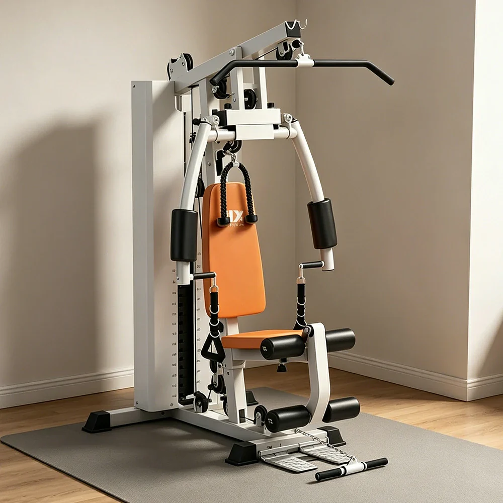 FITPRO Multi-Functional Home Gym Trainer 68KG Adjustable Weight Stack Full Body Strength Workout Small Spaces - Beige - Image 4