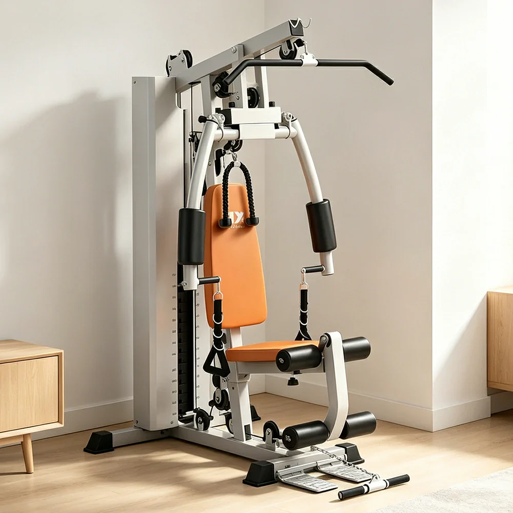 FITPRO Multi-Functional Home Gym Trainer 68KG Adjustable Weight Stack Full Body Strength Workout Small Spaces - Beige - Image 5