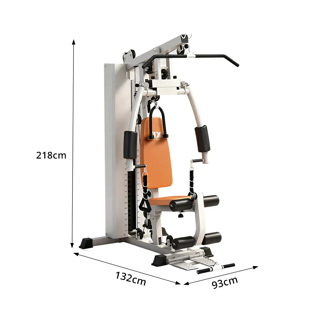 FITPRO Multi-Functional Home Gym Trainer 68KG Adjustable Weight Stack Full Body Strength Workout Small Spaces - Beige - Image 7