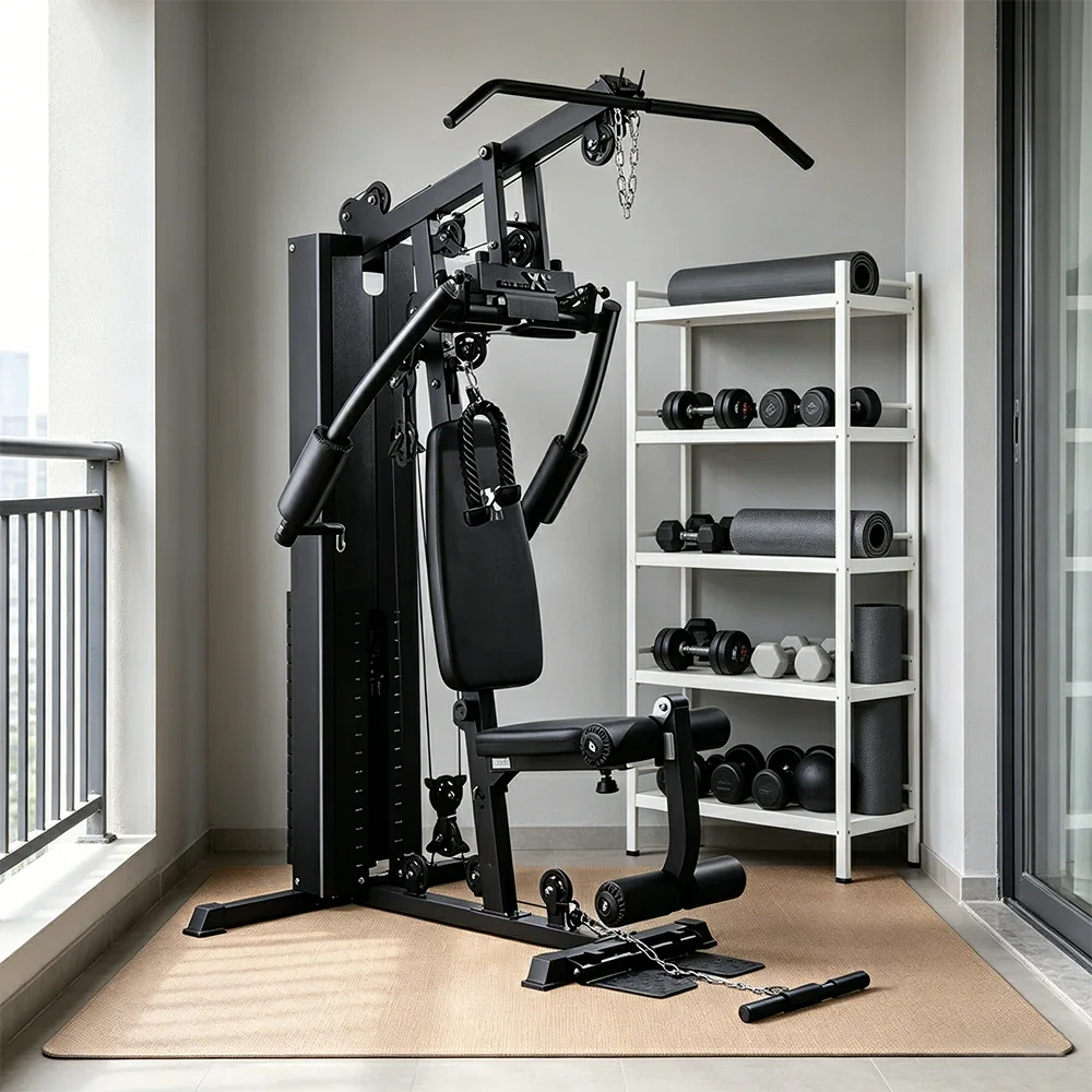 FITPRO Multi-Functional Home Gym Trainer 68KG Adjustable Weight Stack Full Body Strength Workout Small Spaces - Black - Image 6