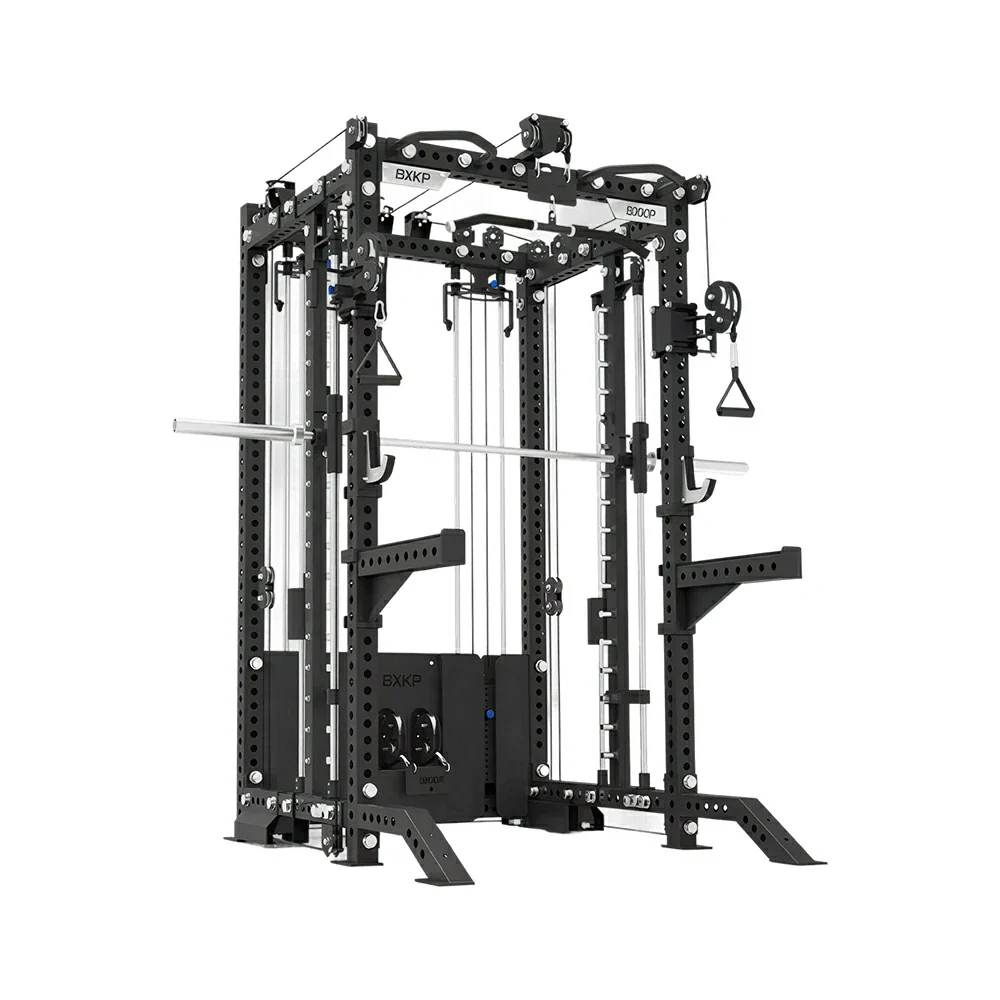 FITPRO All-in-One Smith Multifunction Power Rack 3MM Steel Precision Pulley Full Body Strength Training Home Gym - Black