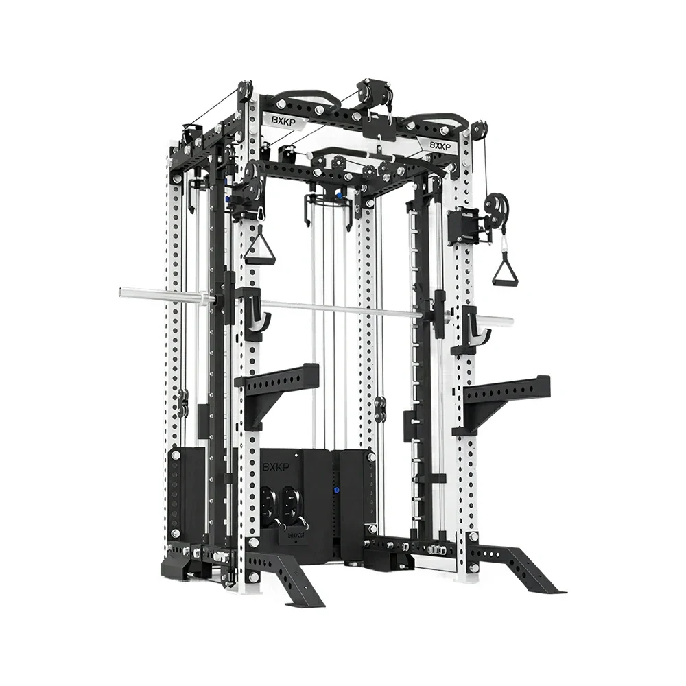 FITPRO All-in-One Smith Multifunction Power Rack 3MM Steel Precision Pulley Full Body Strength Training Home Gym - White