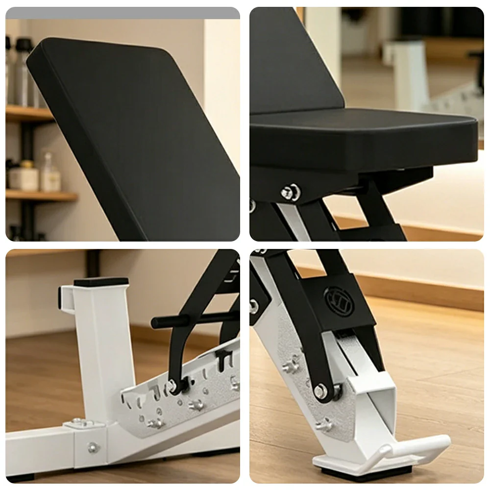 FITPRO Adjustable Dumbbell Workout Bench Foldable Heavy-Duty Steel 5MM Home Gym Bedroom Balcony - White - Image 3