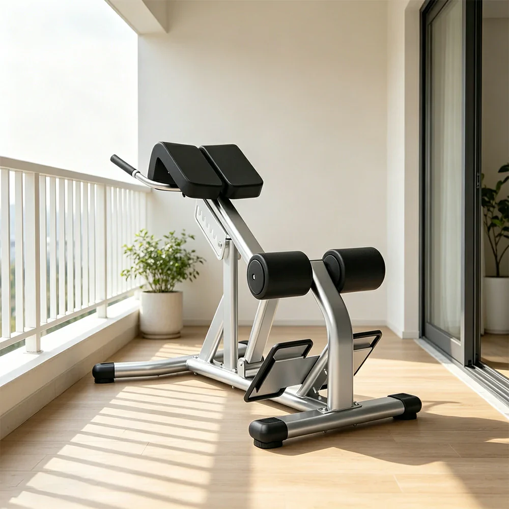 FITPRO Stainless Steel Commercial-Grade Roman Chair Adjustable Height Heavy-Duty Steel 100x50mm Core & Lower Back Strength Home Gym Garage - Silver - Image 4