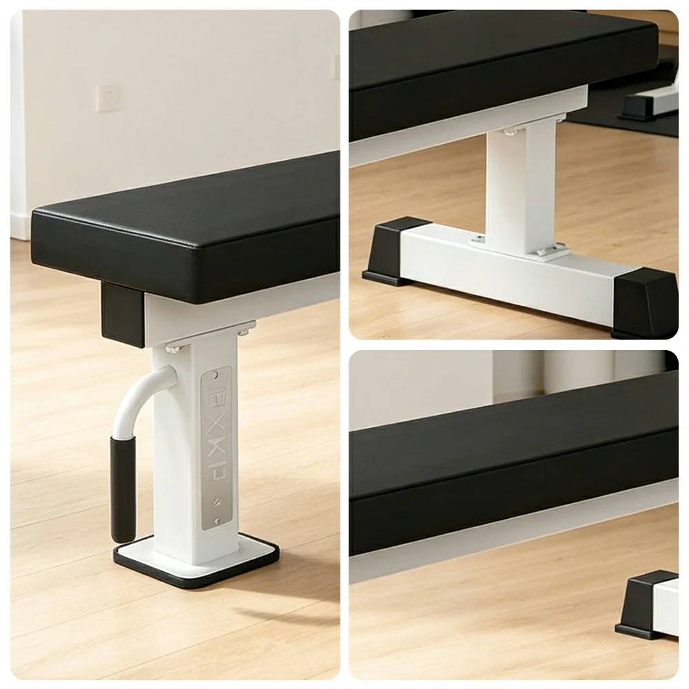 FITPRO Flat Weight Bench Heavy-Duty Steel 600KG Capacity Foldable Space-Saving Home Gym Bedroom Living Room - White - Image 3