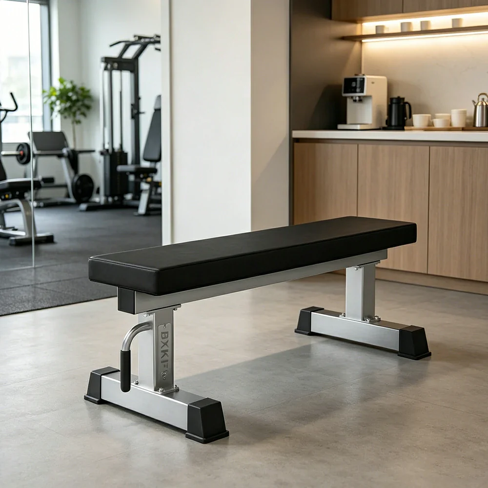 FITPRO Stainless Steel Flat Weight Bench Heavy-Duty Steel 600KG Capacity Foldable Space-Saving Home Gym Bedroom Living Room - Silver - Image 2