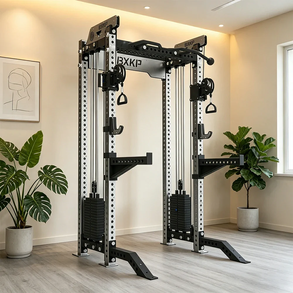FITPRO Dual Cable Functional Power Rack Stainless Steel 3MM Commercial Frame Aluminium Pulley Full Body Home Gym Garage - Silver - Image 2