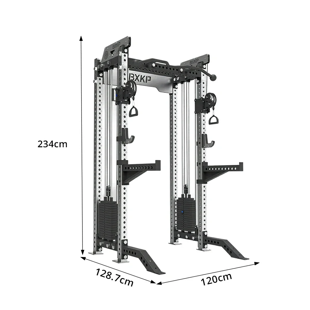 FITPRO Dual Cable Functional Power Rack Stainless Steel 3MM Commercial Frame Aluminium Pulley Full Body Home Gym Garage - Silver - Image 7
