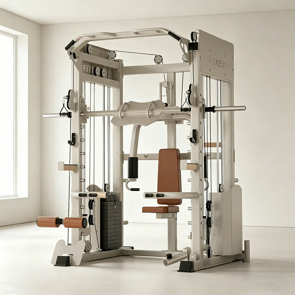 FITPRO All-in-One Smith Home Gym Dual 146KG Weight Stack Multi-Function Full Body Training Home Gym Garage - Beige - Image 2