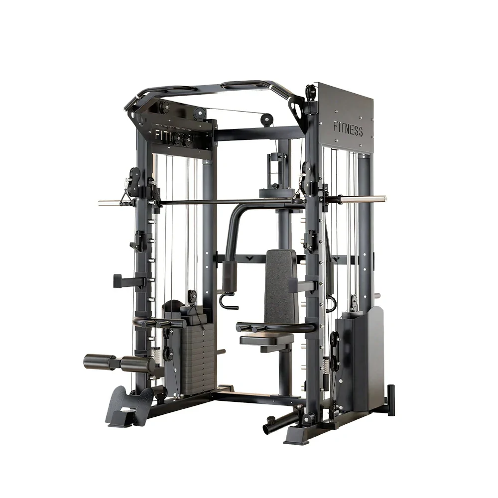 FITPRO All-in-One Smith Home Gym Dual 146KG Weight Stack Multi-Function Full Body Training Home Gym Garage - Black