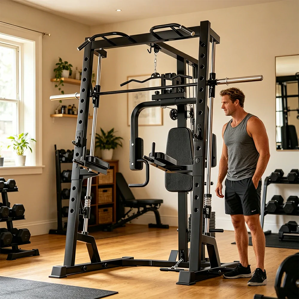 FITPRO Compact Smith Training Rack Heavy-Duty Steel Smooth Linear Motion Multi-Function Full Body Home Gym Bedroom Living Room - Image 7