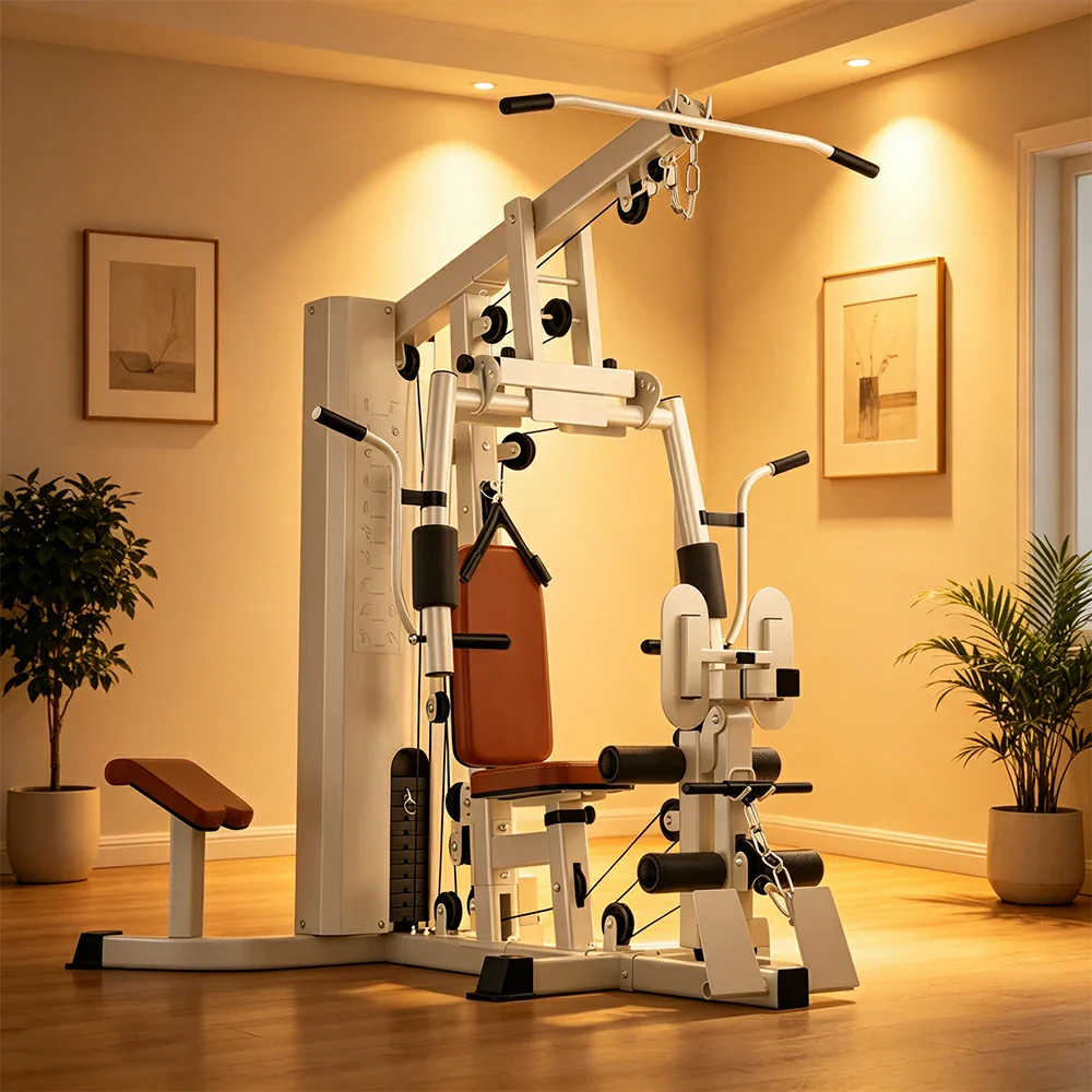FITPRO Compact All-in-One Home Gym Trainer 65KG Weight Stack Multi-Function Full Body Strength Training Home Gym Balcony - White - Image 4