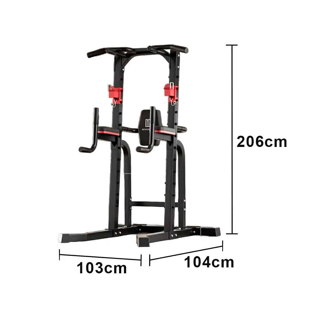 FITPRO Pull Up Station Multi-Function Training Heavy Duty Steel T-Base 206cm Home Gym Strength Equipment - Black&Red - Image 5