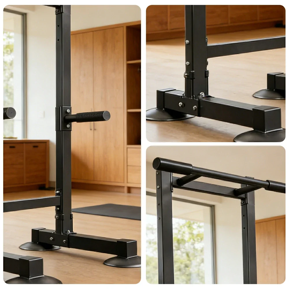 FITPRO Pull Up Bar Station Heavy Duty Steel Frame Wide Base Anti-Slip Design Multi-Function Strength Training Home Gym - Black - Image 3