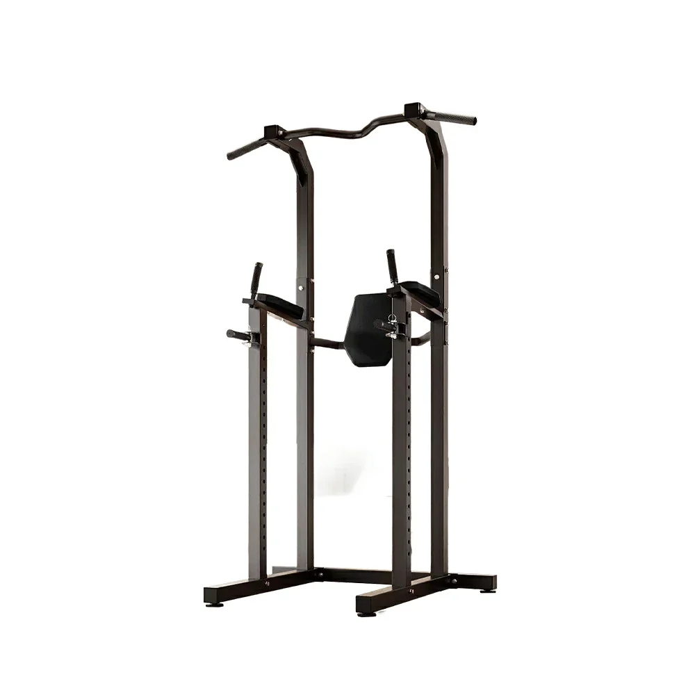 FITPRO Power Tower Pull Up Dip Station Adjustable Multi Function Home Gym Compact Strength Training - Black