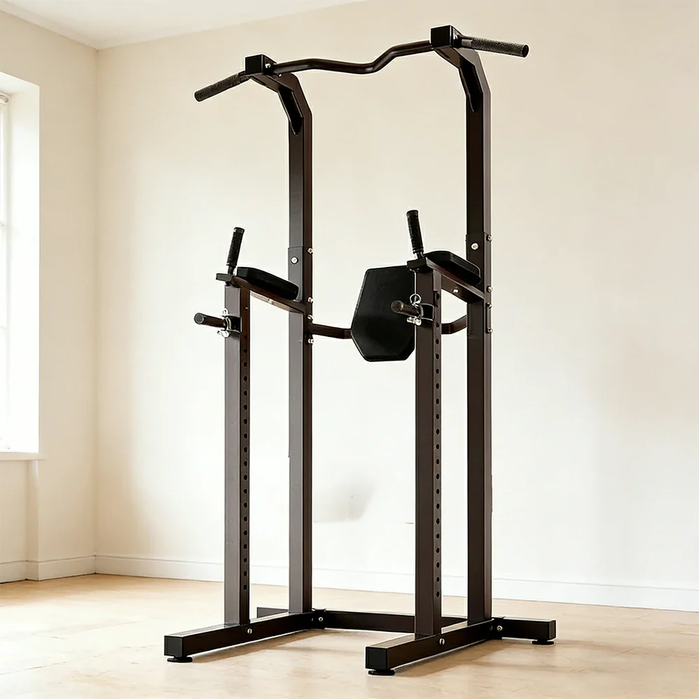 FITPRO Power Tower Pull Up Dip Station Adjustable Multi Function Home Gym Compact Strength Training - Black - Image 6