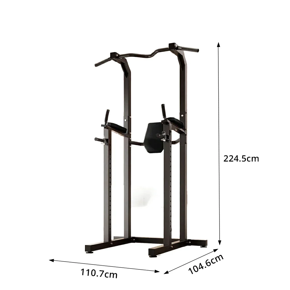 FITPRO Power Tower Pull Up Dip Station Adjustable Multi Function Home Gym Compact Strength Training - Black - Image 8