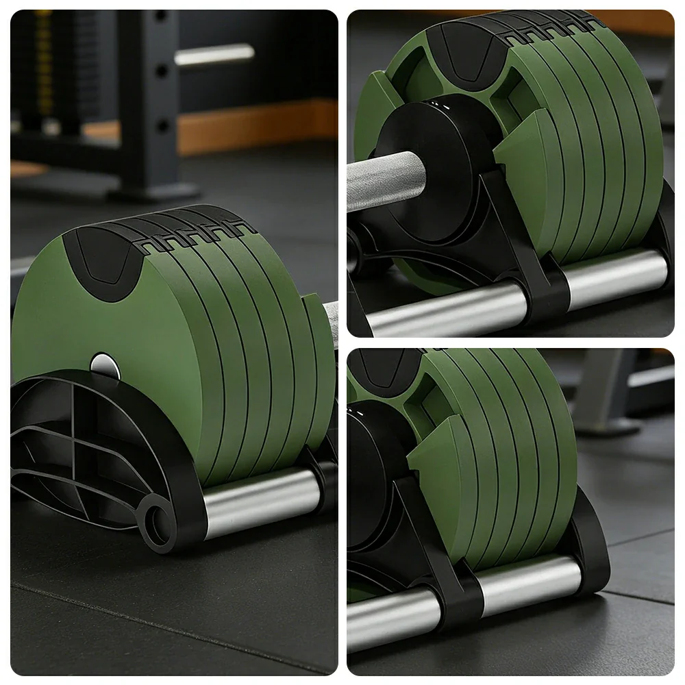 FITPRO Adjustable Dumbbell Set Quick Change Multi Weight Home Gym Compact Strength Training - Green - Image 3