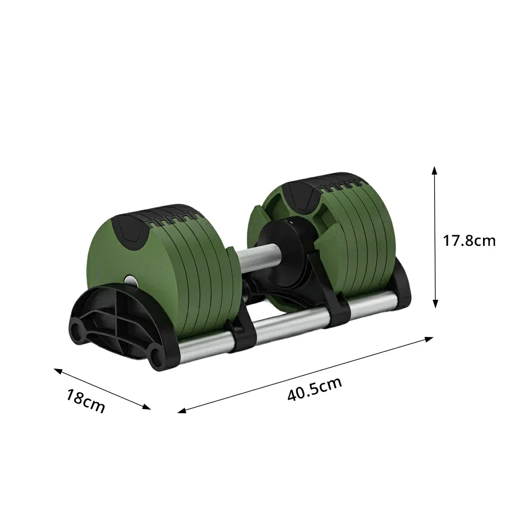 FITPRO Adjustable Dumbbell Set Quick Change Multi Weight Home Gym Compact Strength Training - Green - Image 8