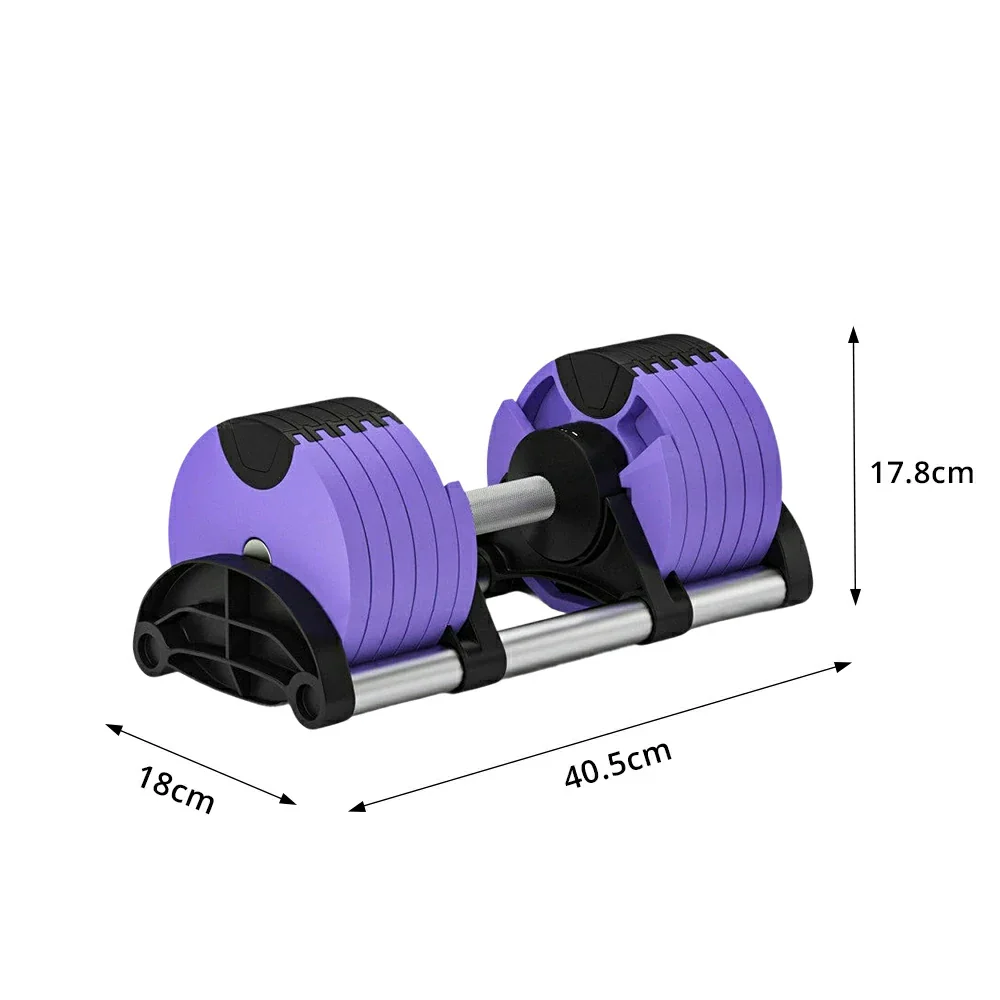 FITPRO Adjustable Dumbbell Set Quick Change Multi Weight Home Gym Compact Strength Training - Purple - Image 8