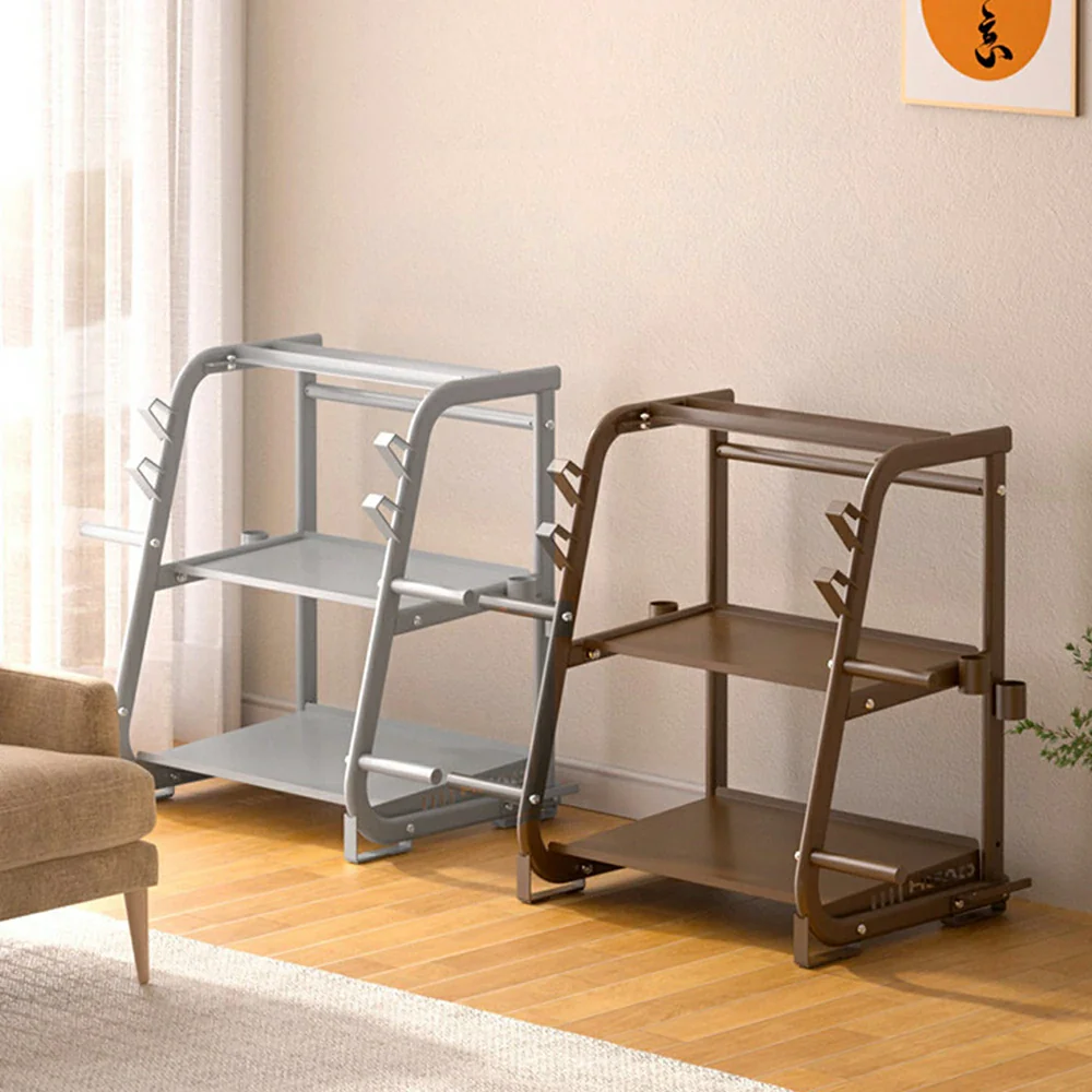 FITPRO Dumbbell Storage Rack 3 Tier Multi Function Large Capacity Home Gym Space Saving Organizer - Silver - Image 2
