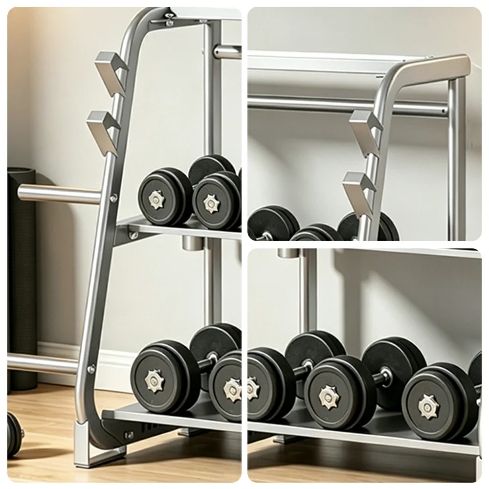 FITPRO Dumbbell Storage Rack 3 Tier Multi Function Large Capacity Home Gym Space Saving Organizer - Silver - Image 3