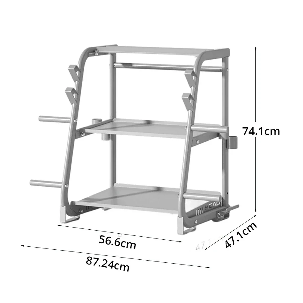 FITPRO Dumbbell Storage Rack 3 Tier Multi Function Large Capacity Home Gym Space Saving Organizer - Silver - Image 6