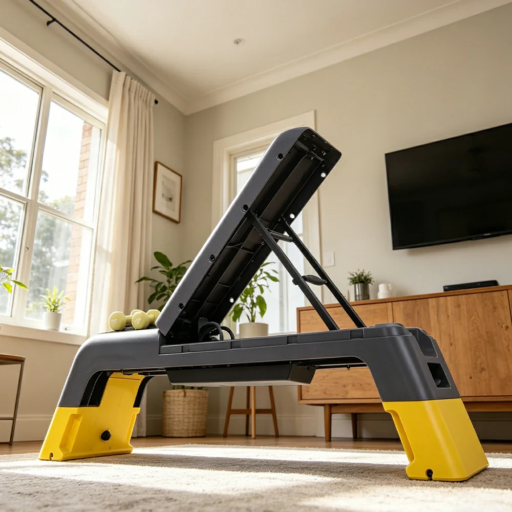 FITPRO Multi-Functional Step Bench with Adjustable Angles, Foldable Storage for Home Fitness Training - Yellow - Image 2