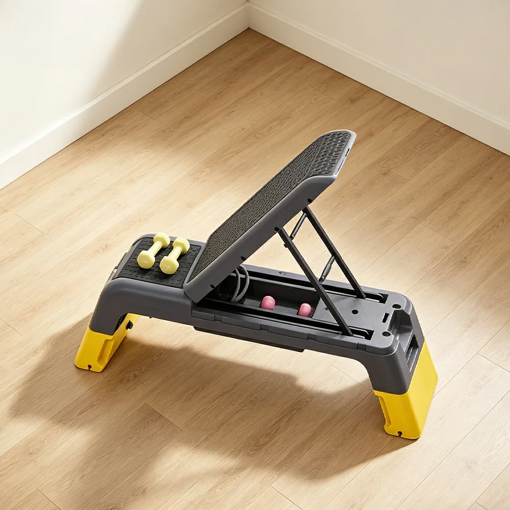 FITPRO Multi-Functional Step Bench with Adjustable Angles, Foldable Storage for Home Fitness Training - Yellow - Image 4