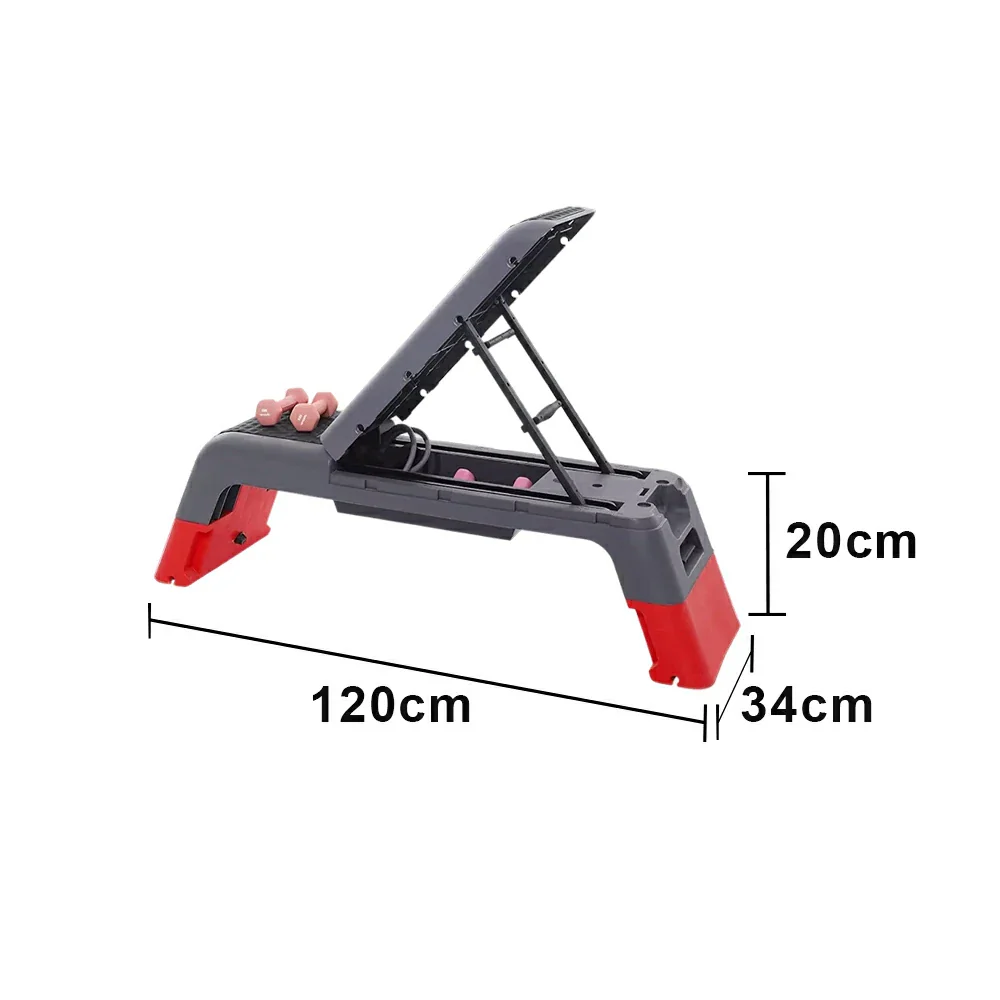 FITPRO Multi-Functional Step Bench with Adjustable Angles, Foldable Storage for Home Fitness Training - Red&Grey - Image 6