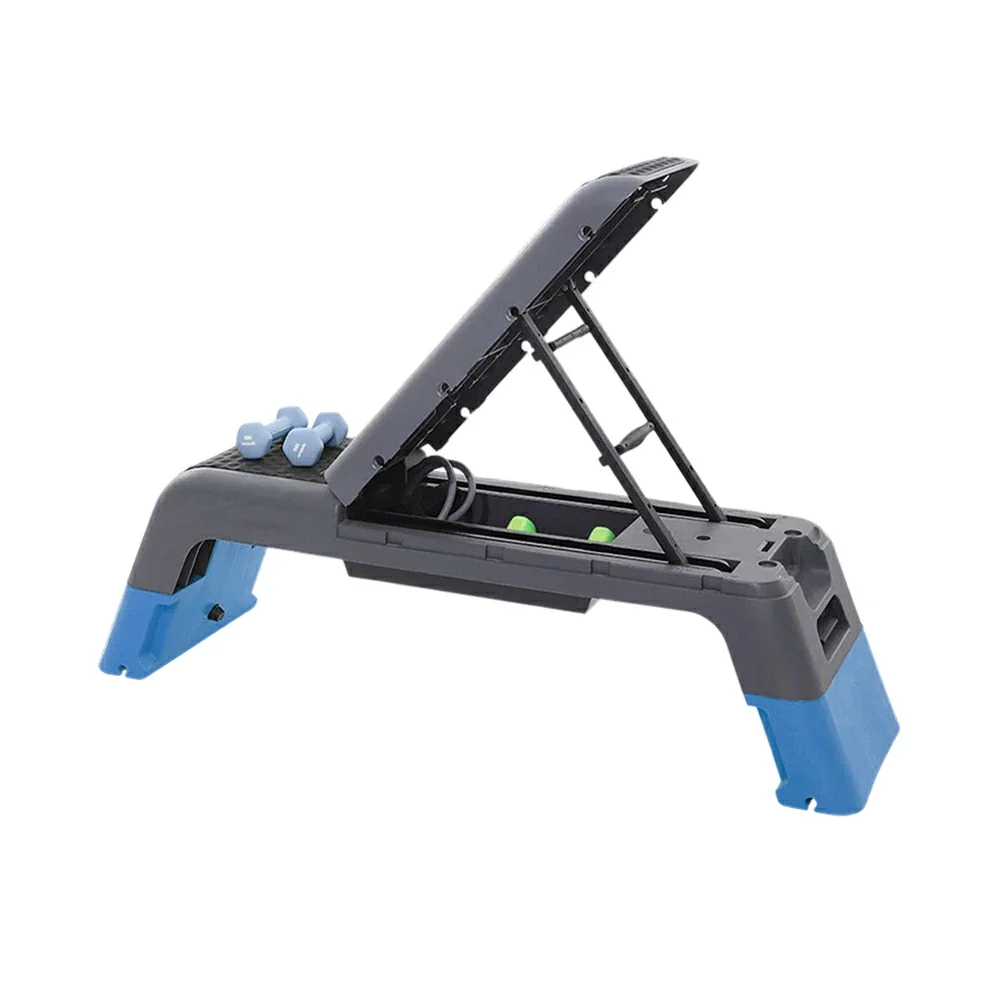 FITPRO Multi-Functional Step Bench with Adjustable Angles, Foldable Storage for Home Fitness Training - Blue&Grey