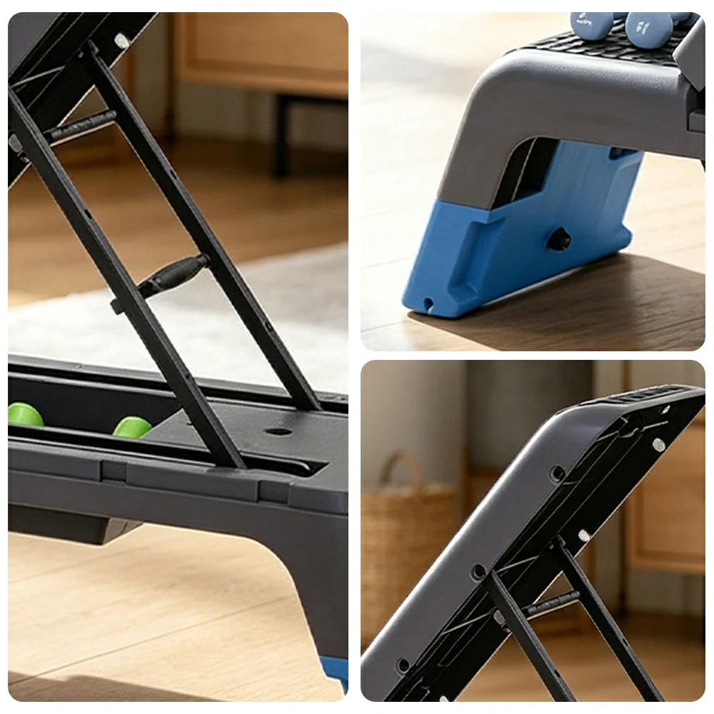 FITPRO Multi-Functional Step Bench with Adjustable Angles, Foldable Storage for Home Fitness Training - Blue&Grey - Image 3